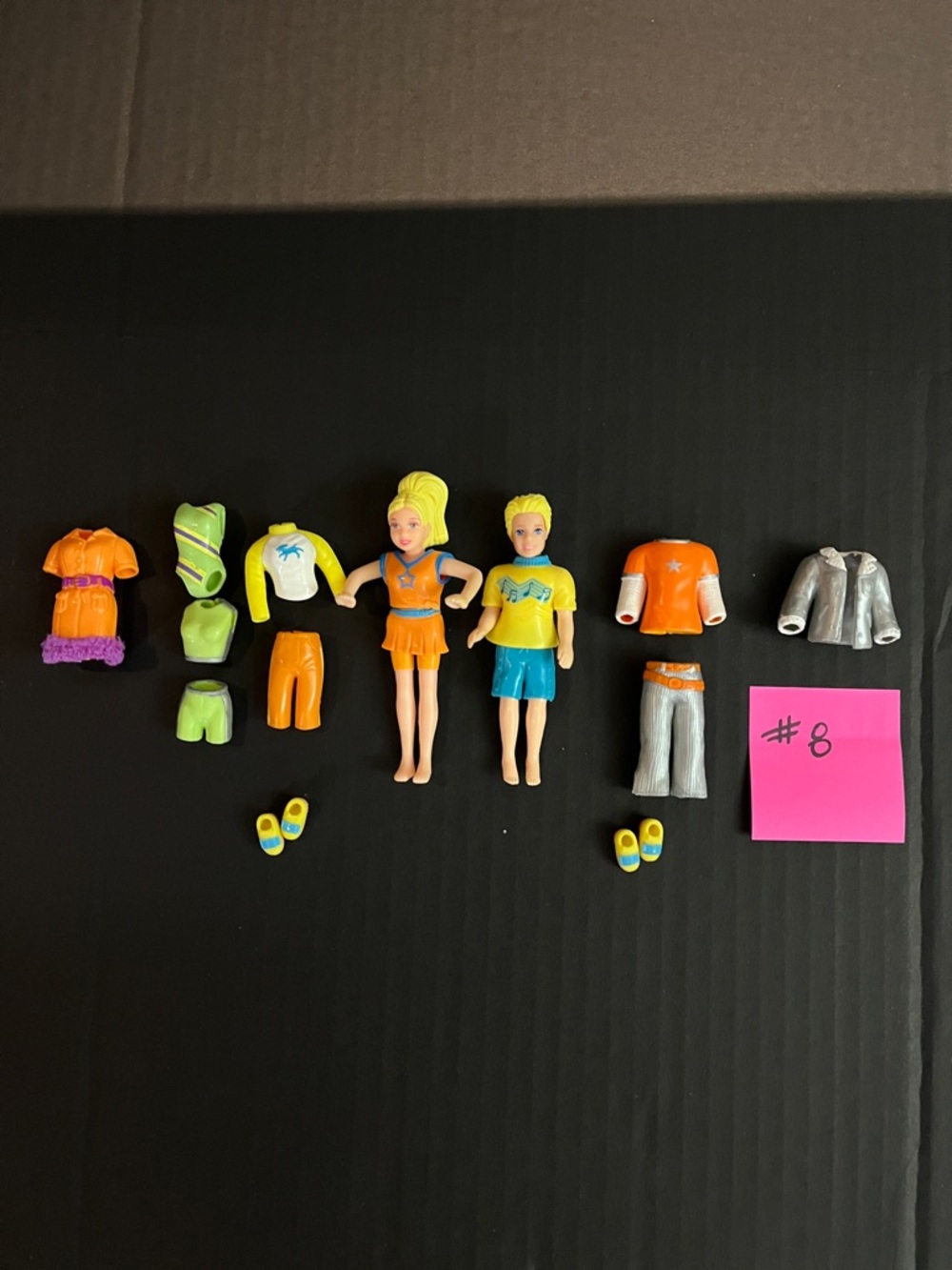 Mini Fashion Doll Playset - Yellow & Orange Outfits 1 Male/1 Female Polly Pocket